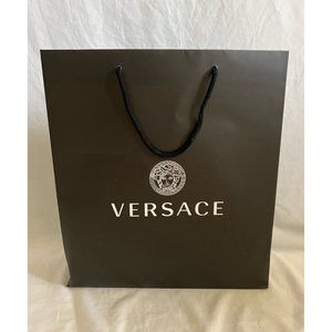 Versace Reusable Paper Shopping Bag Black 15" x 14" x 4"